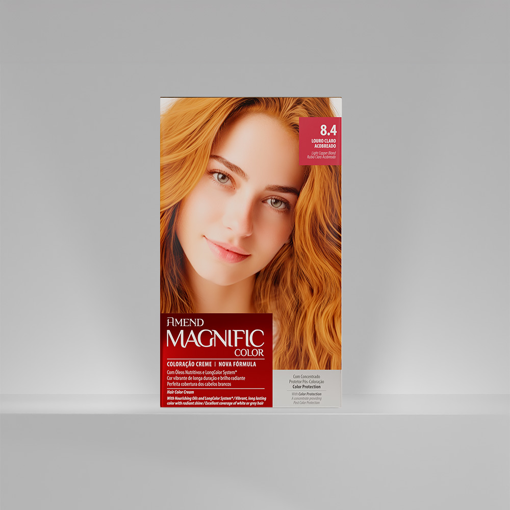 Kit Coloração Amend Magnific Color 8.4 Louro Claro Acobreado image number 3